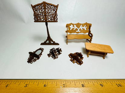 Vintage Dollhouse Miniature Wood Household Furniture Accessories: This is an very nice lot with an extensive array of finely detailed articles.
