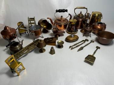 Vintage Dollhouse Miniature Brass Copper Cookware Pots Pants ++