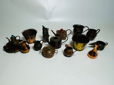 Vintage Dollhouse Miniature Brass Copper Cookware Pots Pants ++