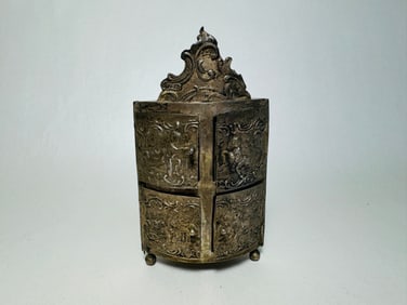 Vintage Dollhouse Handmade Sterling Silver Repose Corner Cabinet Hutch