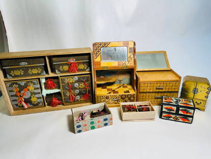Vintage Dollhouse Mixed Lot of Asian Miniatures & Collectibles: This is an very nice lot with an extensive array of finely detailed articles.