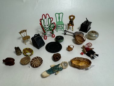 Vintage Lot of Handmade Dollhouse Miniatures & Collectibles