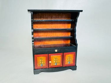 Vintage Signed Handmade Dollhouse Furniture Hutch