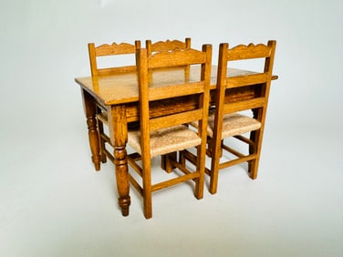 Vintage Handmade Dollhouse Furniture Table & Chairs