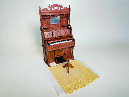 Vintage Handmade Dollhouse Furniture Piano: This is an very nice lot with an extensive array of finely detailed articles.