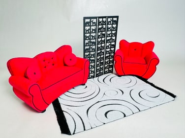 Vintage Handmade Dollhouse Furniture Living Room Set By Kari Bloom