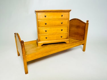 Vintage Handmade Dollhouse Furniture Bedroom Set