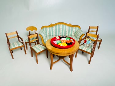 Vintage Handmade Dollhouse Furniture Living Room Parlor Set
