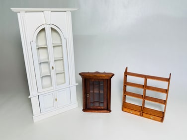 Vintage Handmade Dollhouse Furniture Wall Unit Lot