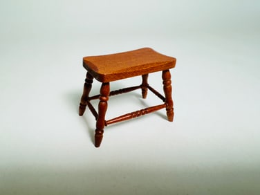 Vintage Handmade Dollhouse Furniture Signed Alan Thede Stool