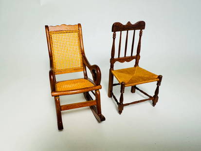 Vintage Handmade Dollhouse Furniture Chair Set: This is an very nice lot with an extensive array of finely detailed articles.