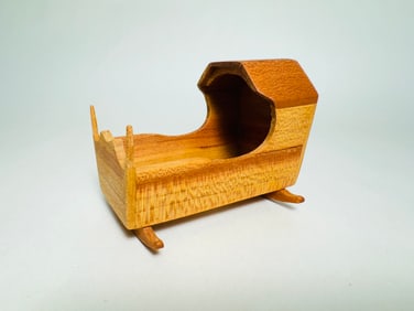 Vintage Handmade Dollhouse Furniture Signed Baby Craddle