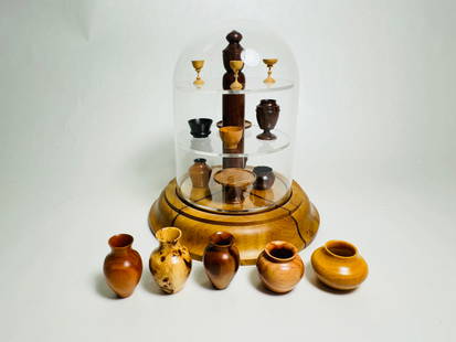 Vintage Handmade Dollhouse Furniture Signed Turned Wood Lot: This is an very nice lot with an extensive array of finely detailed articles.
