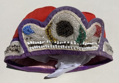 Vintage Native American Indian Iroquois Beaded Hat Cap