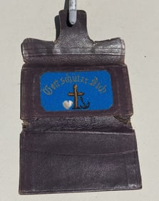 1800s Victorian Beaded Leather Bill Fold Wallet