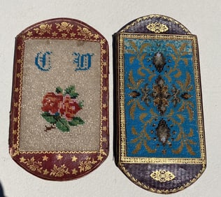 1800s Victorian Beaded Leather Calling Card Case