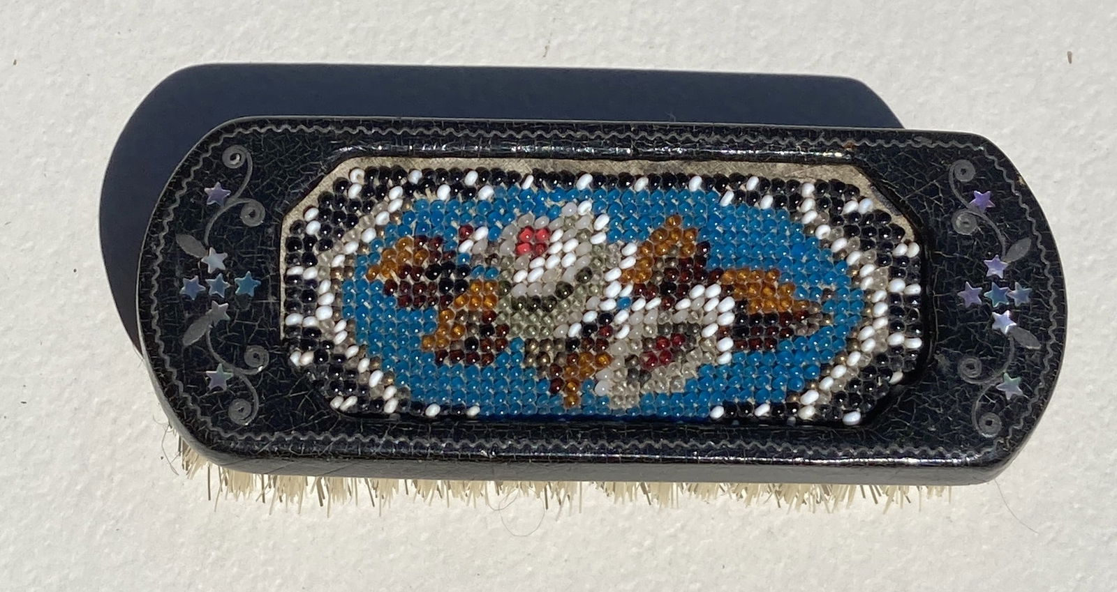 1800s Victorian Beaded Vanity Hair Brush: This is a very nice vintage piece. It is very old and shows some wear.