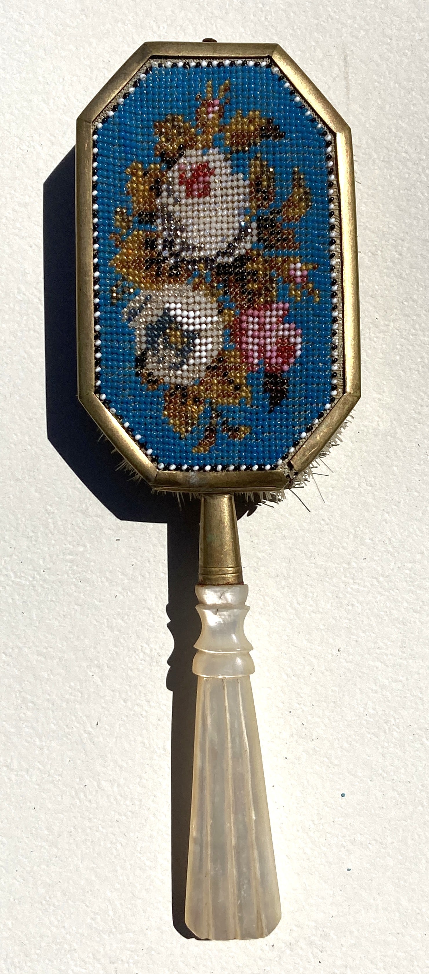 1800s Victorian Beaded Vanity Hair Brush: This is a very nice vintage piece. It is very old and shows some wear.