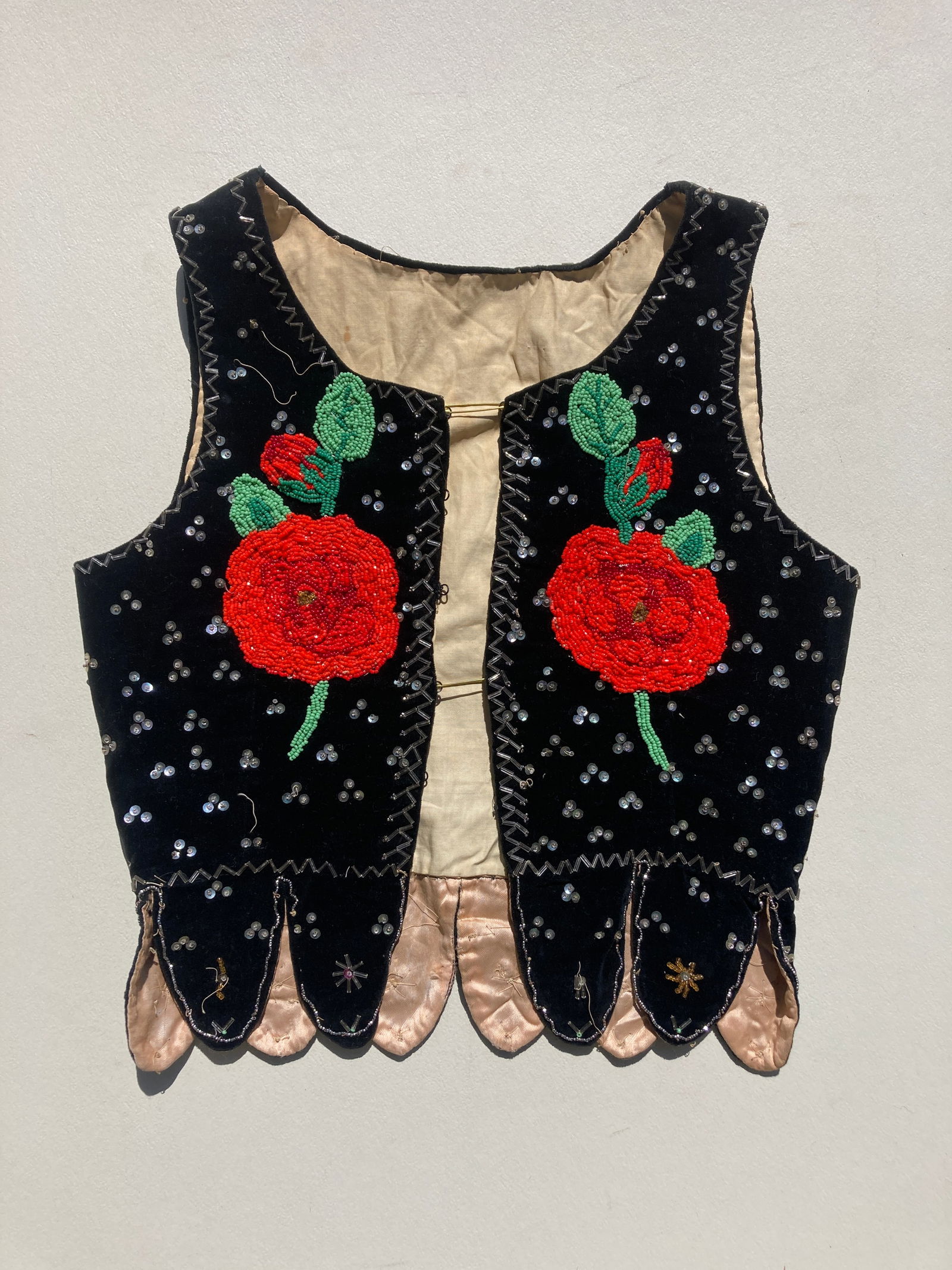 1800s Victorian Beaded Polish European Folk Dancing Vest: This is a very nice vintage piece. It is very old and shows some wear.