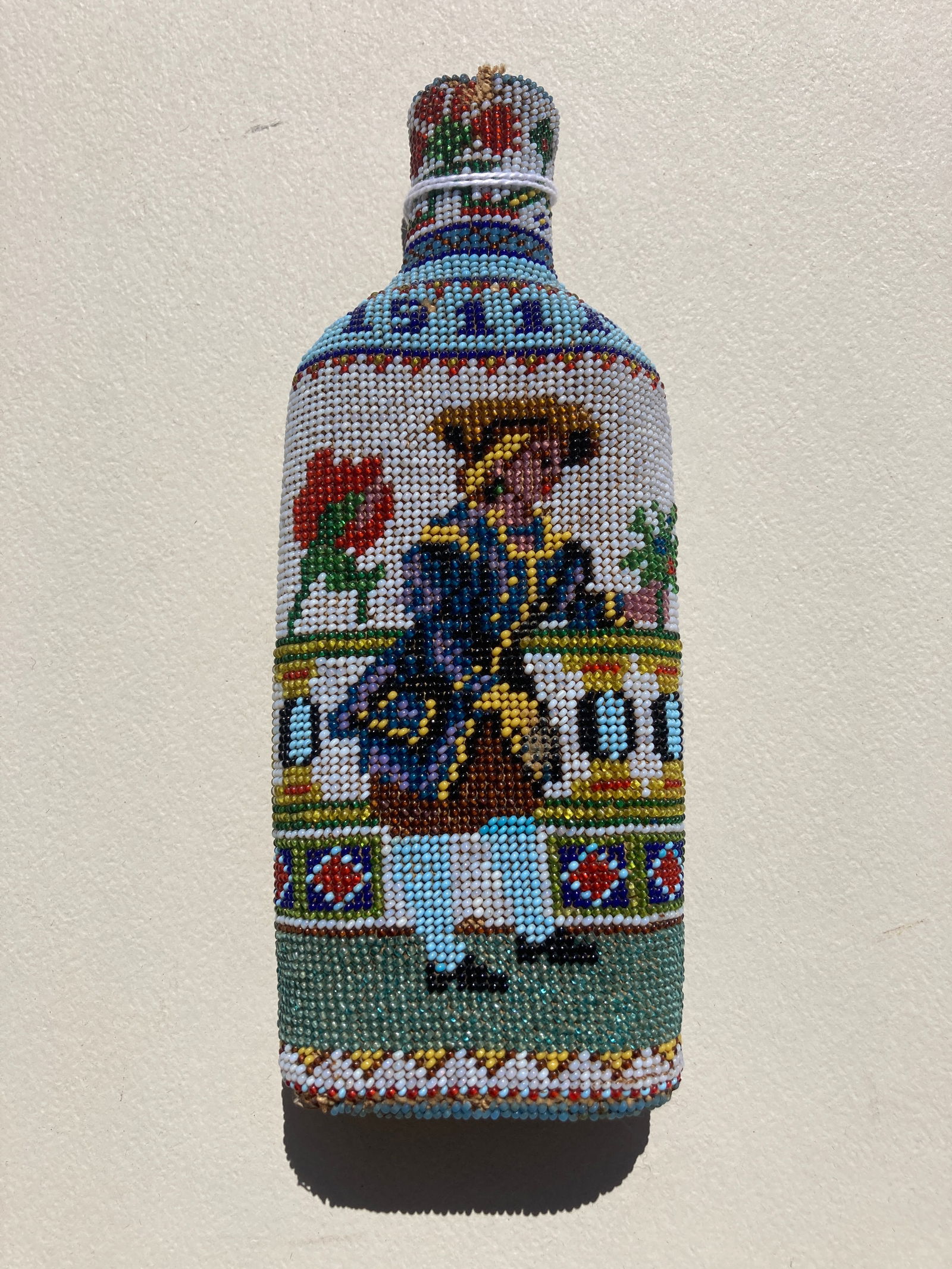 1800s Victorian Beaded Polish European Folk Art Bottle Flask (1 of 6)