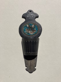 1800s Victorian Beaded European Folk Art Match Holder Safe