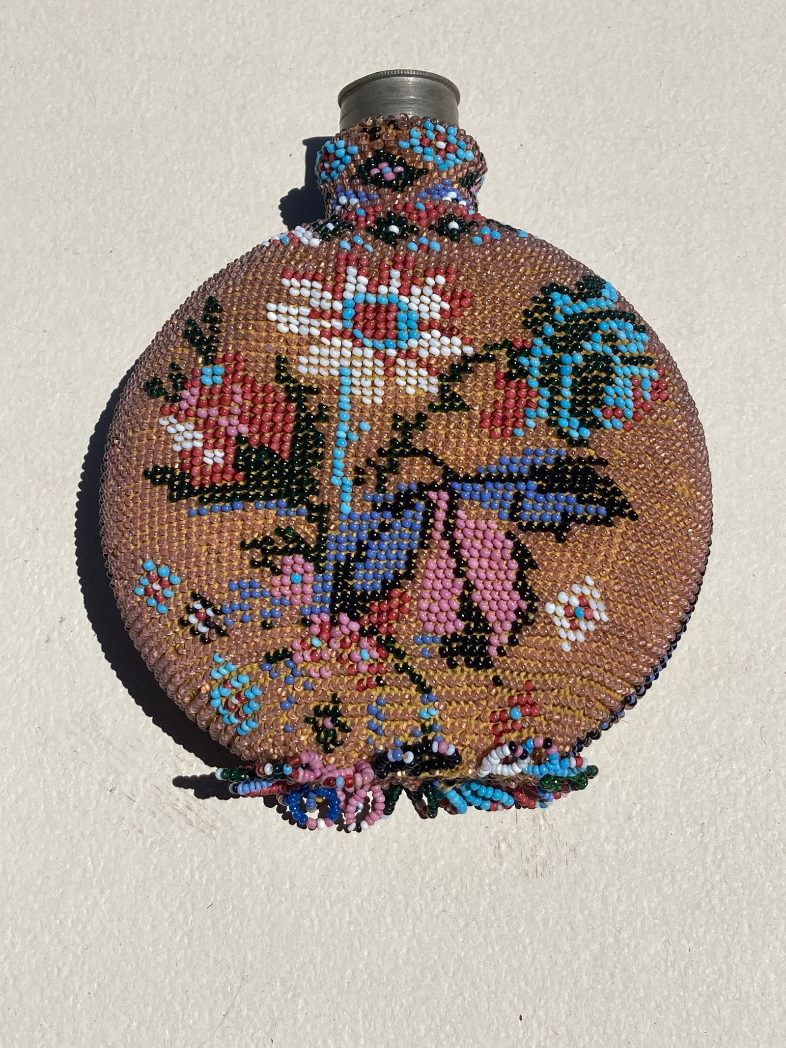 1800s Victorian Beaded Flask Bottle Folk Art (1 of 6)
