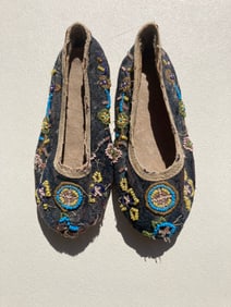 1800s Victorian Beaded Chinese China Slippers Shoes