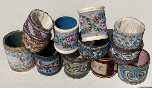 1800s Victorian Beaded European Beaded Napkin Table Rings