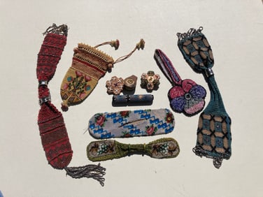 1800s Victorian Beaded European Beaded Accessory Articles Beadwork