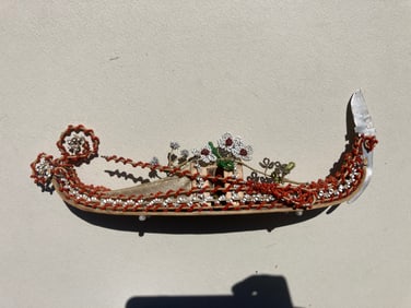 1800s Victorian Beaded European Beaded Beadwork Venetian Boat
