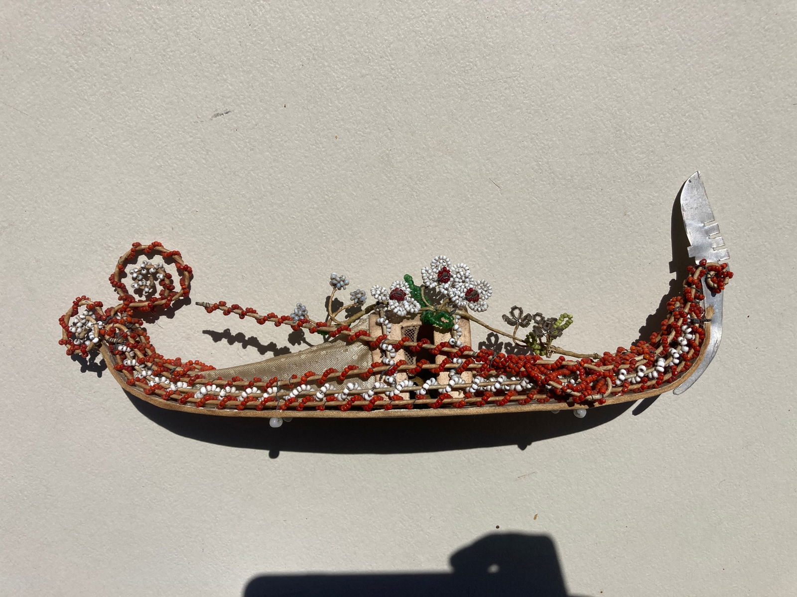 1800s Victorian Beaded European Beaded Beadwork Venetian Boat: This is a very nice vintage piece. It is very old and shows some wear.