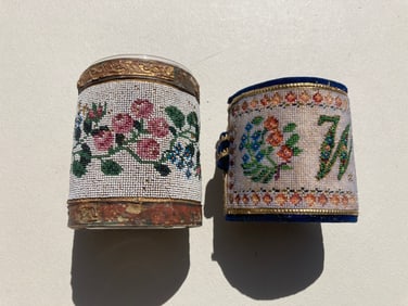 1800s Victorian Beaded European Beaded Beadwork Cups Tumblers