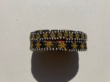 1800s Victorian Beaded European Beaded Beadwork Lidded Basket