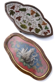 1800s Victorian Beaded Serving Tray Lot