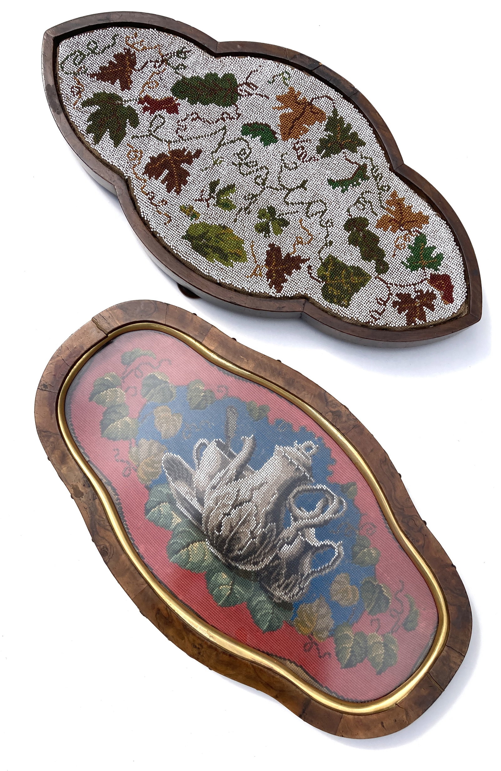 1800s Victorian Beaded Serving Tray Lot (1 of 8)