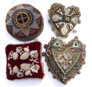 Lot of 4 Victorian Beaded Decorative Pillows