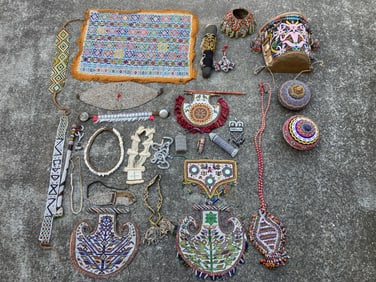 Large Lot of Native Tribal Beaded Beadwork