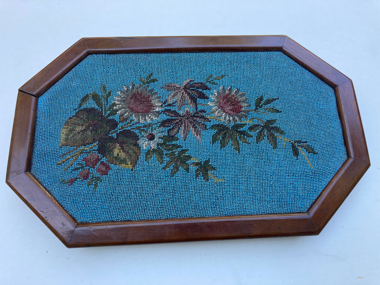 Early European Beaded Serving Tray: This is a very nice vintage piece