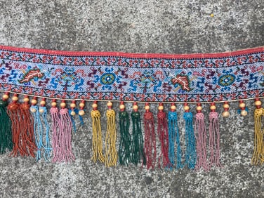 Early China Chinese Beaded Door Threshold Hanging Tapestry