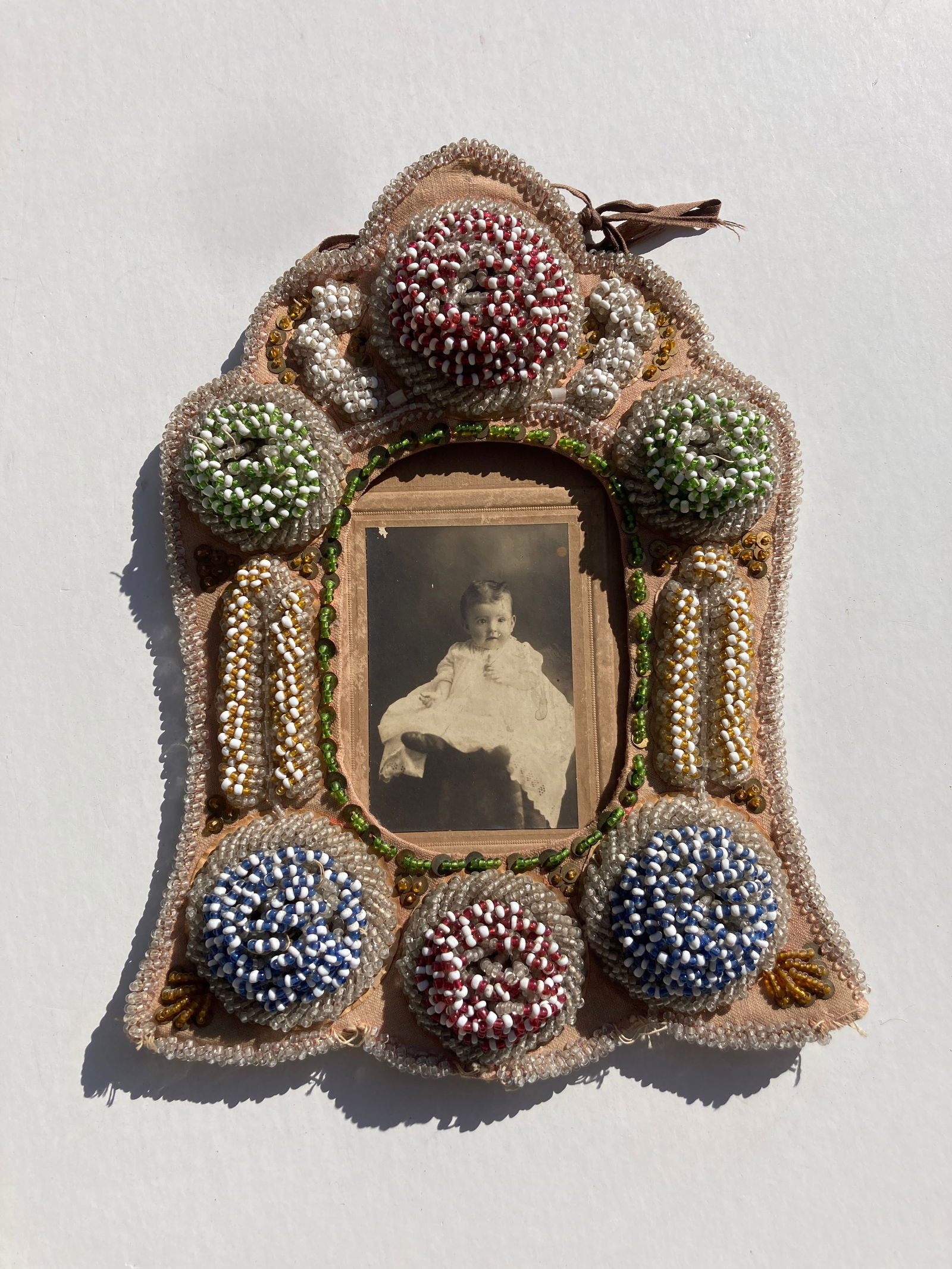 Victorian Era English Beaded Souvenir Picture Frame (1 of 7)