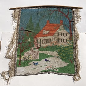 Victorian Era Beaded Sampler Wall Banner