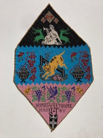 Victorian Era Beaded Sampler Wall Banner Table Cover