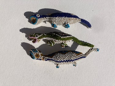 Lot of 3 WW1 Turkish Prisoner Beaded Lizard Souvenirs