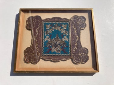 Victorian Era Framed Beaded Wall Plaque