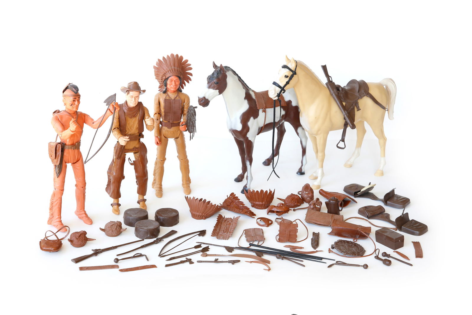 Large Marx Johnny West Action Figure Lot w/ Accessories (1 of 16)