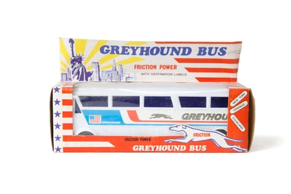 Greyhound Bus Plastic Toy w/ Original Box