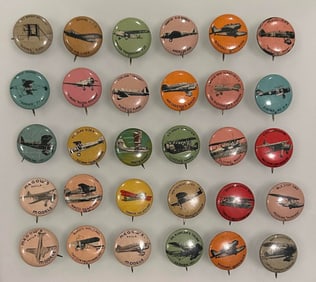Lot of 30 Vintage Greenduck Chicago Airplane Aviation Buttons Pinbacks
