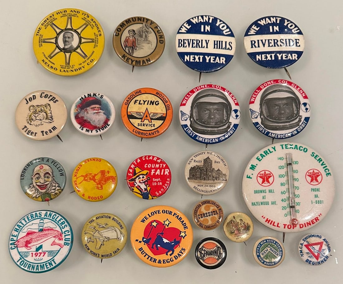 Lot of 22 Antique Vintage Advertising Pinbacks Buttons (1 of 4)