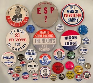Lot of 35 Vintage 1960s Varied Political Campaign Buttons Pinbacks