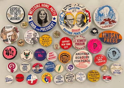 Lot of 41 Vintage Buttons Pinbacks Historic Political Campaign